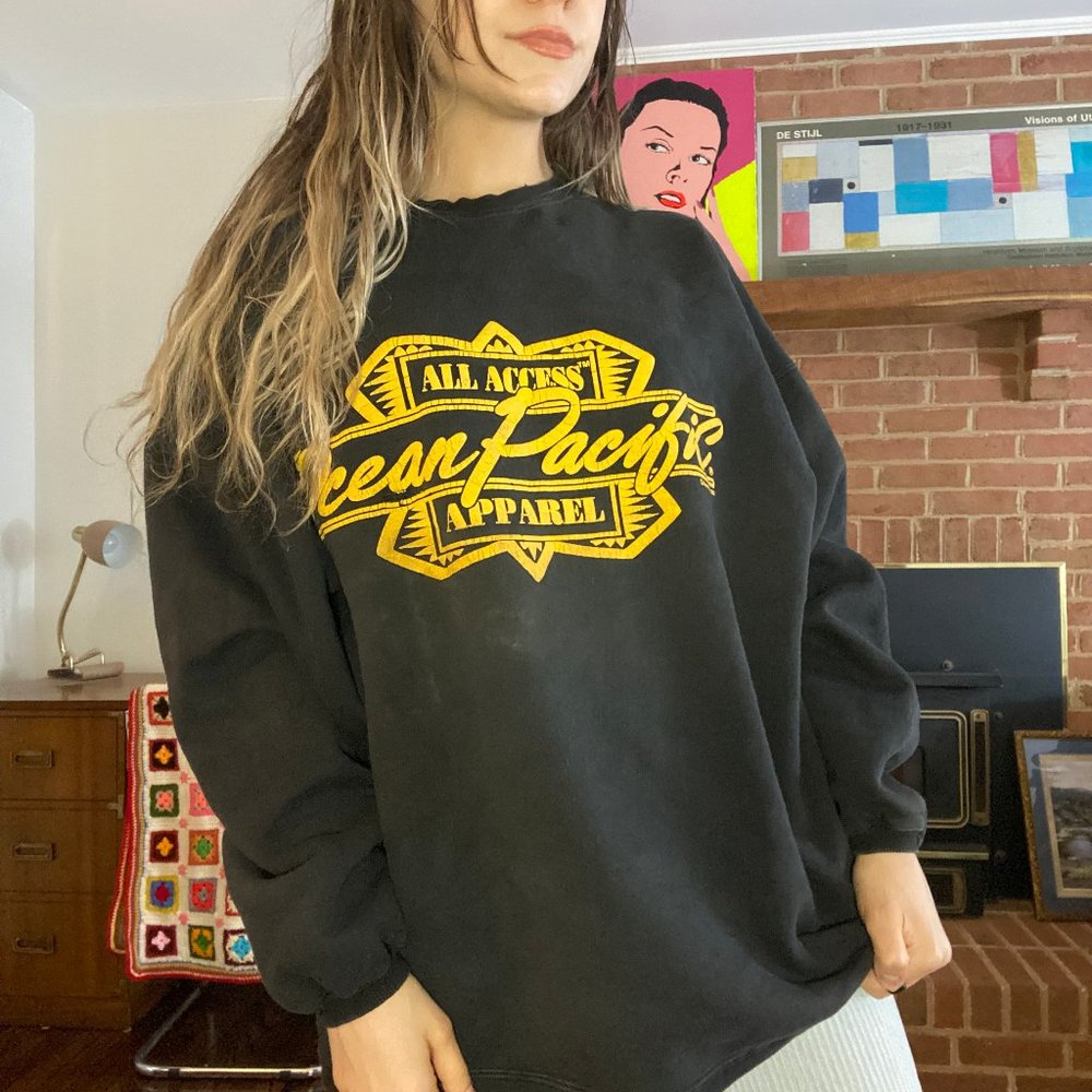 Vintage 1992 Ocean Pacific Oversized Crewneck Sweatshirt Boxy OP Unisex … - Picture 3 of 16